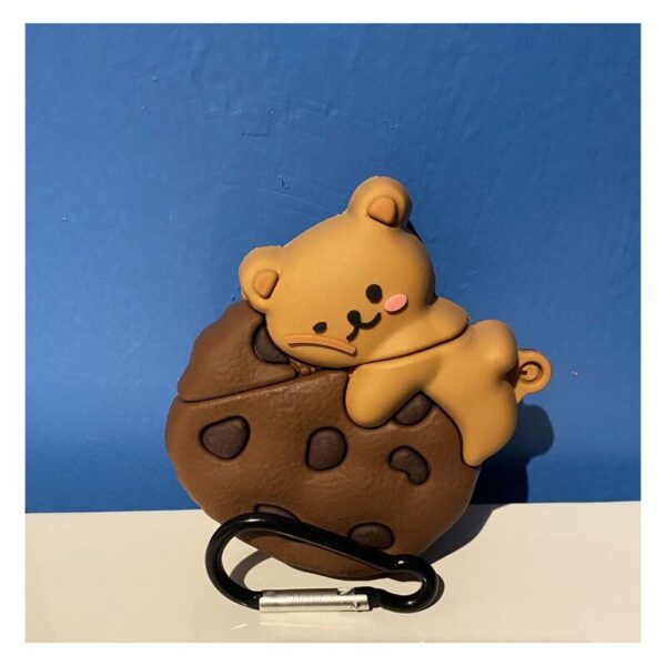 Brown Bear Case with Hook for Airpods 1/2