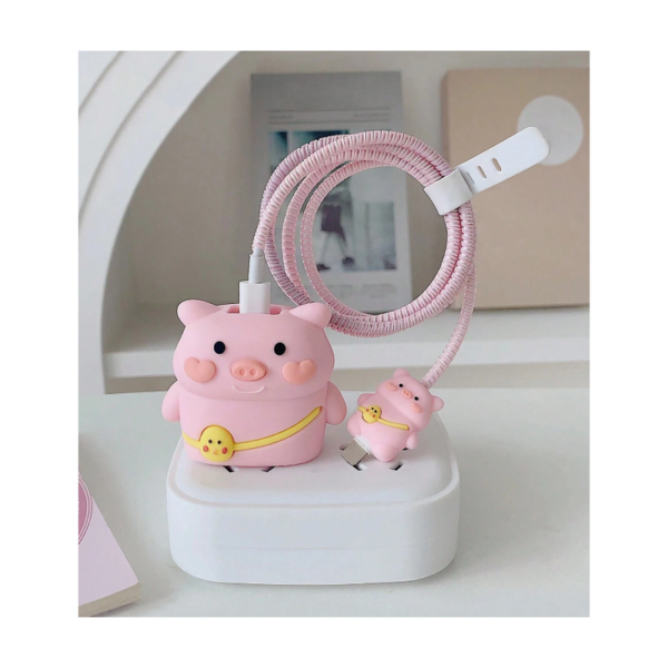Cute Pig Silicone Case for iPhone Charger 18W-20W