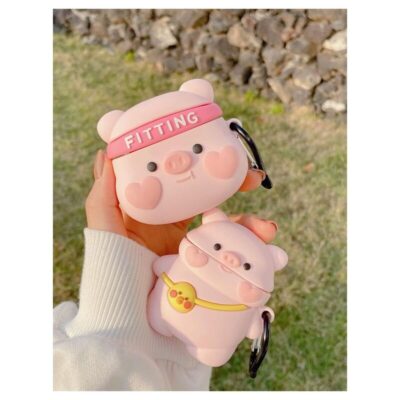 in Hand Silicone Case for Airpods Pro Cute Pig Head Design