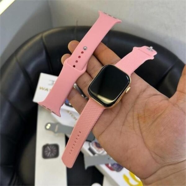 Pink Watch 9 with Braided and Silicone Strap